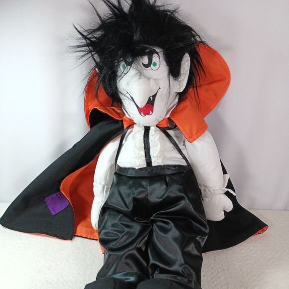 Vtg 1992 TL Toys Dracula Doll 21" Plush Nylon Vampire Count Halloween Decor - Picture 16 of 16